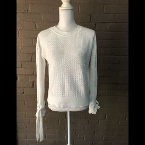 Buffalo White Textured Tie Sleeve Sweater M